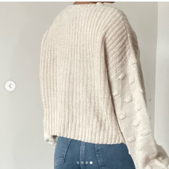 moon & madison Cream Crew Neck Sweater with Voluminous Sleeves - Picture 2 of 4